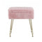 Pink Faux Fur Footstool with Storage, Reversible Table Lid & Metal Legs