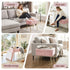 Pink Faux Fur Footstool with Storage, Reversible Table Lid & Metal Legs