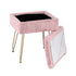 Pink Faux Fur Footstool with Storage, Reversible Table Lid & Metal Legs
