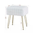 White Faux Fur Footstool with Storage, Reversible Table Lid & Metal Legs