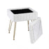 White Faux Fur Footstool with Storage, Reversible Table Lid & Metal Legs