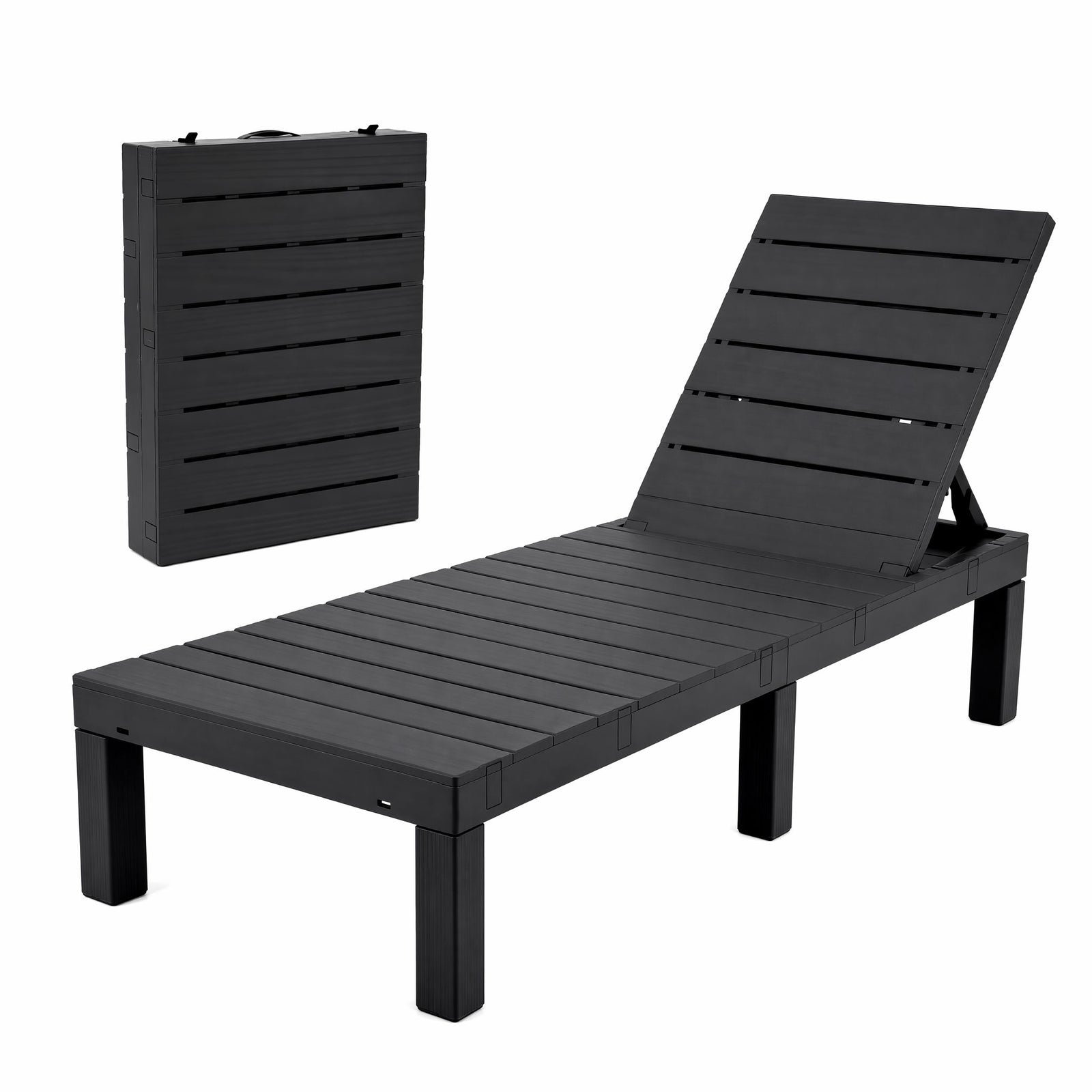 Gardeon Sun Lounge Outdoor Folding Recliner Patio Pool Beach Chair Slatted Black
