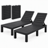 Gardeon 2X Foldable Sun Lounges Outdoor Recliner Patio Beach Chair Slatted Black