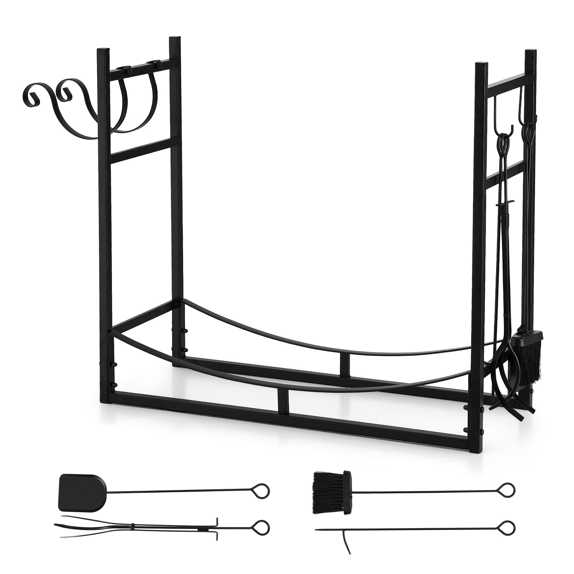 Firewood Rack 84cm Wood Rack Firewood Storage Indoor Outdoor Black