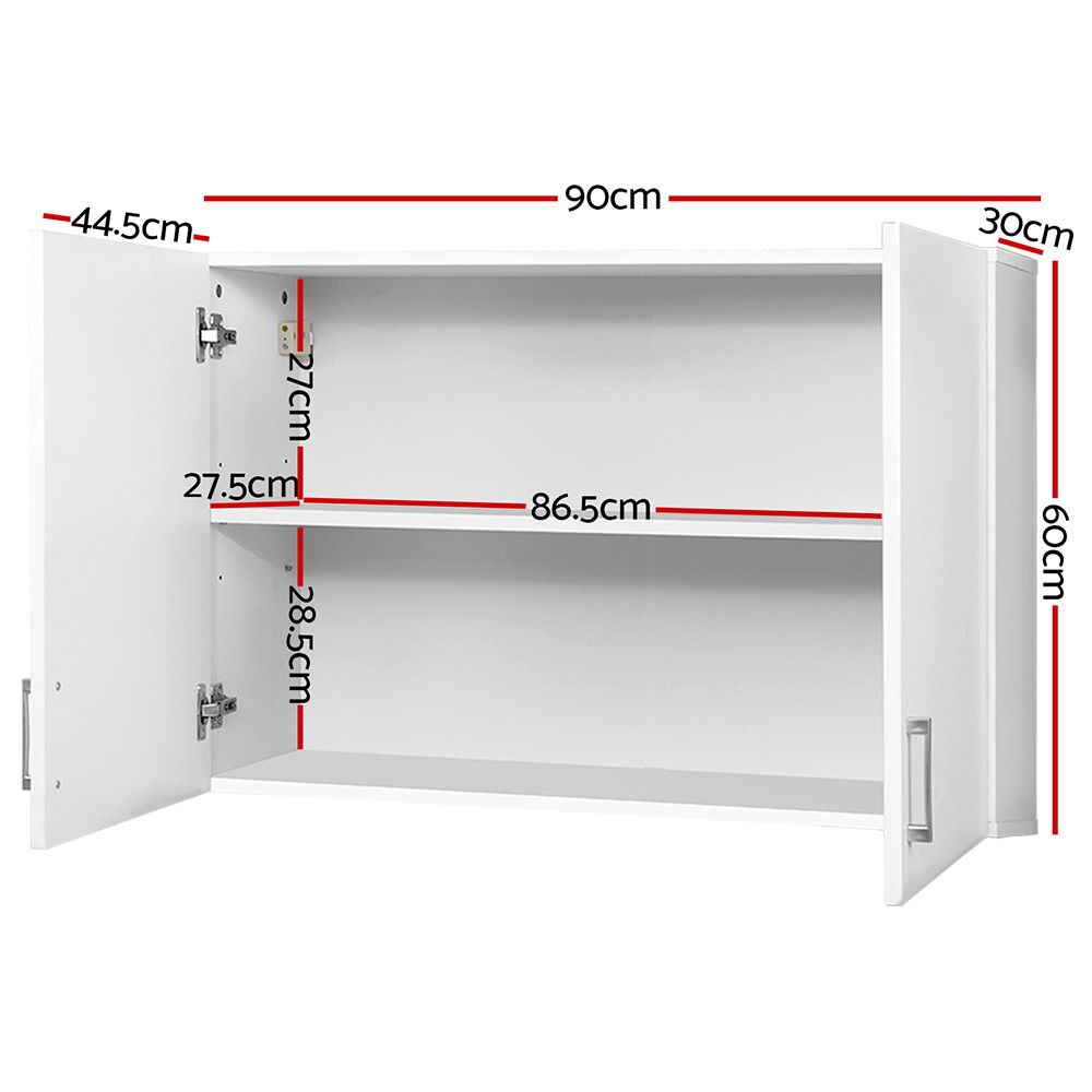 Wall Cabinet Storage Unit 2 Door Adjustable Shelf Kitchen Bathroom White