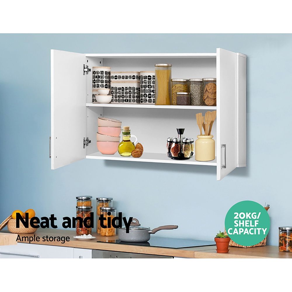 Wall Cabinet Storage Unit 2 Door Adjustable Shelf Kitchen Bathroom White