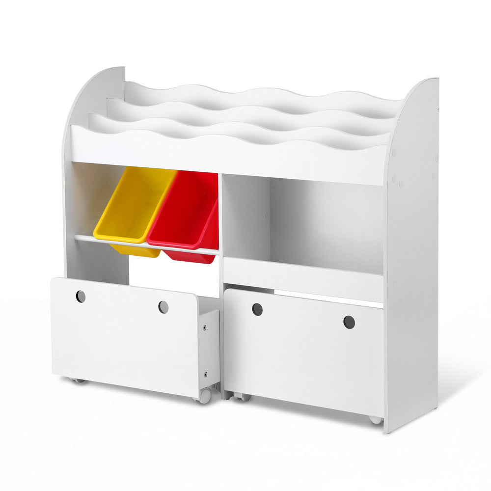 3 Tiers Kids Bookshelf Storage Children Bookcase Toy Box Organiser Display White