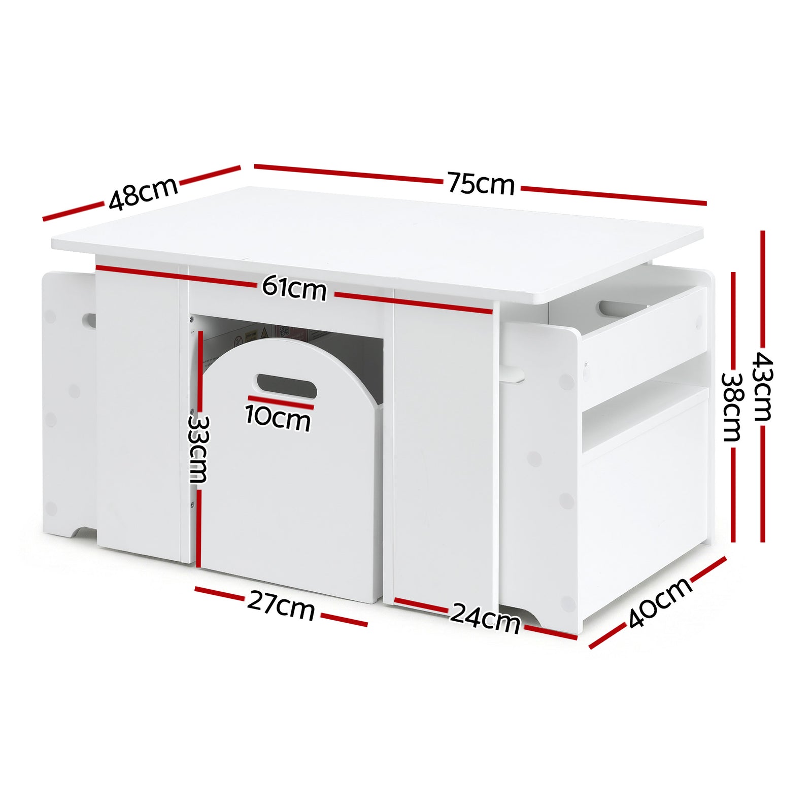 3PCS Kids Table and Chairs Set Storage Toys Play Activity Desk