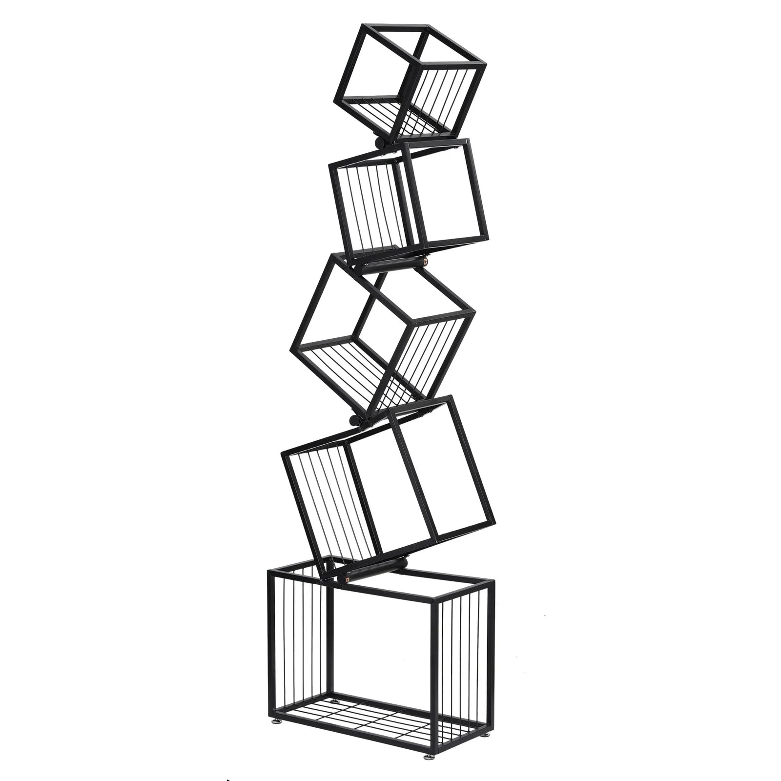 5-Tier Bookshelf Metal Geometric Display Shelf Storage Organizer Black