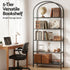 Bookshelf 5‑Tier – Industrial Metal Etagere with Tempered Glass Black