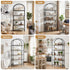 Bookshelf 5‑Tier – Industrial Metal Etagere with Tempered Glass Black