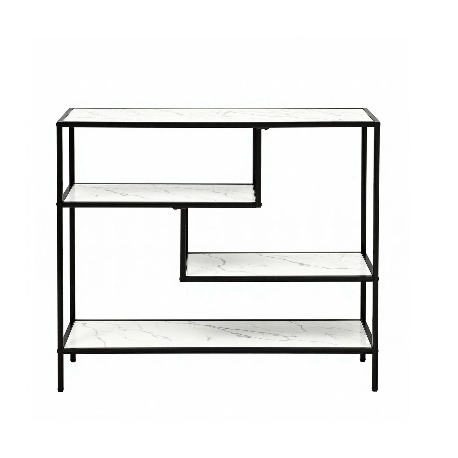 Artiss S‑Shape 4‑Tier Console Table – Marble Finish, Metal Frame, Slim Hallway Design