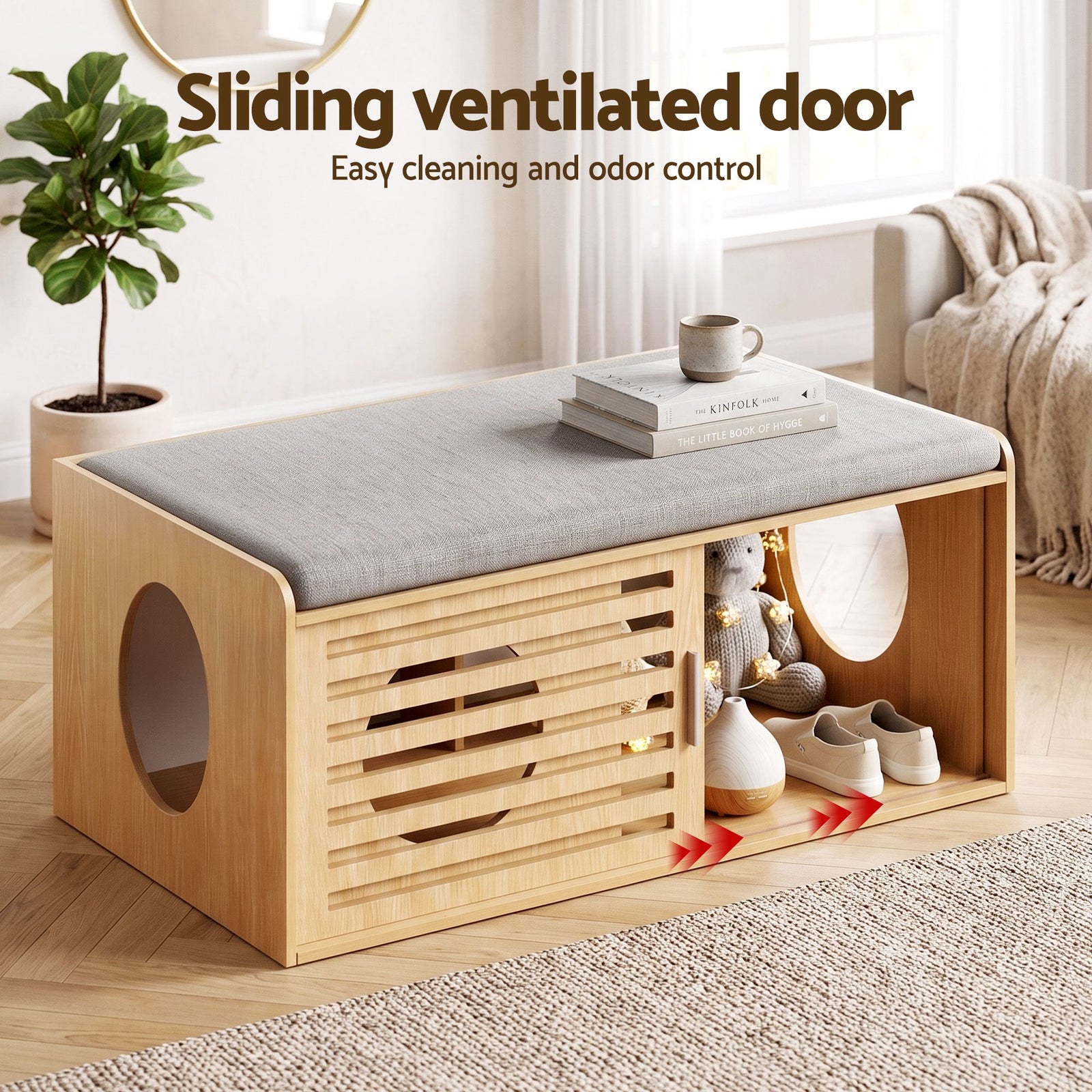 Artiss Pet Ottoman Footrest Bench with MDF Frame 100kg Capacity Natural