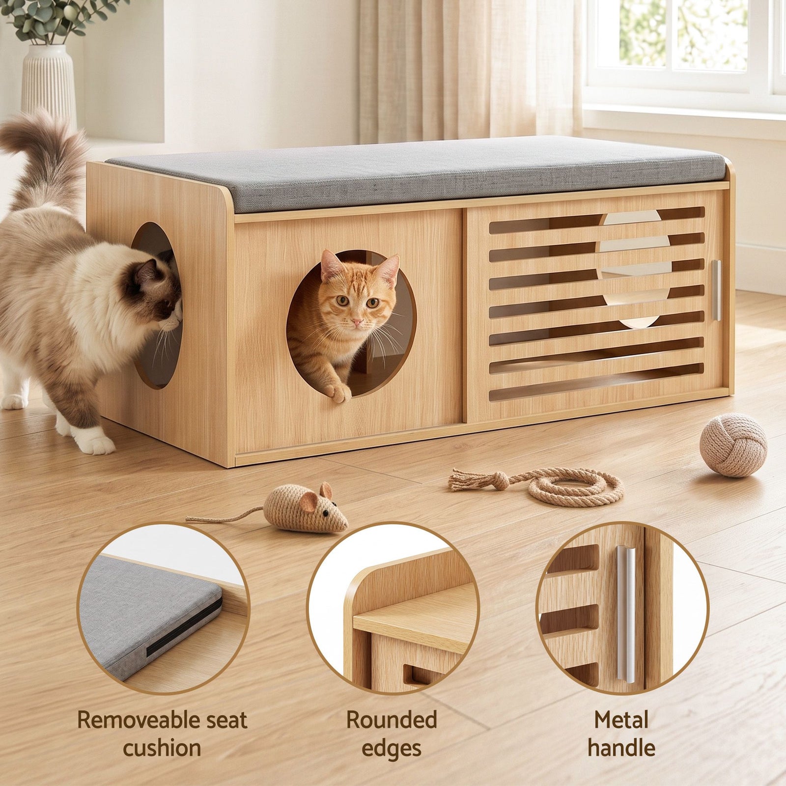 Artiss Pet Ottoman Footrest Bench with MDF Frame 100kg Capacity Natural