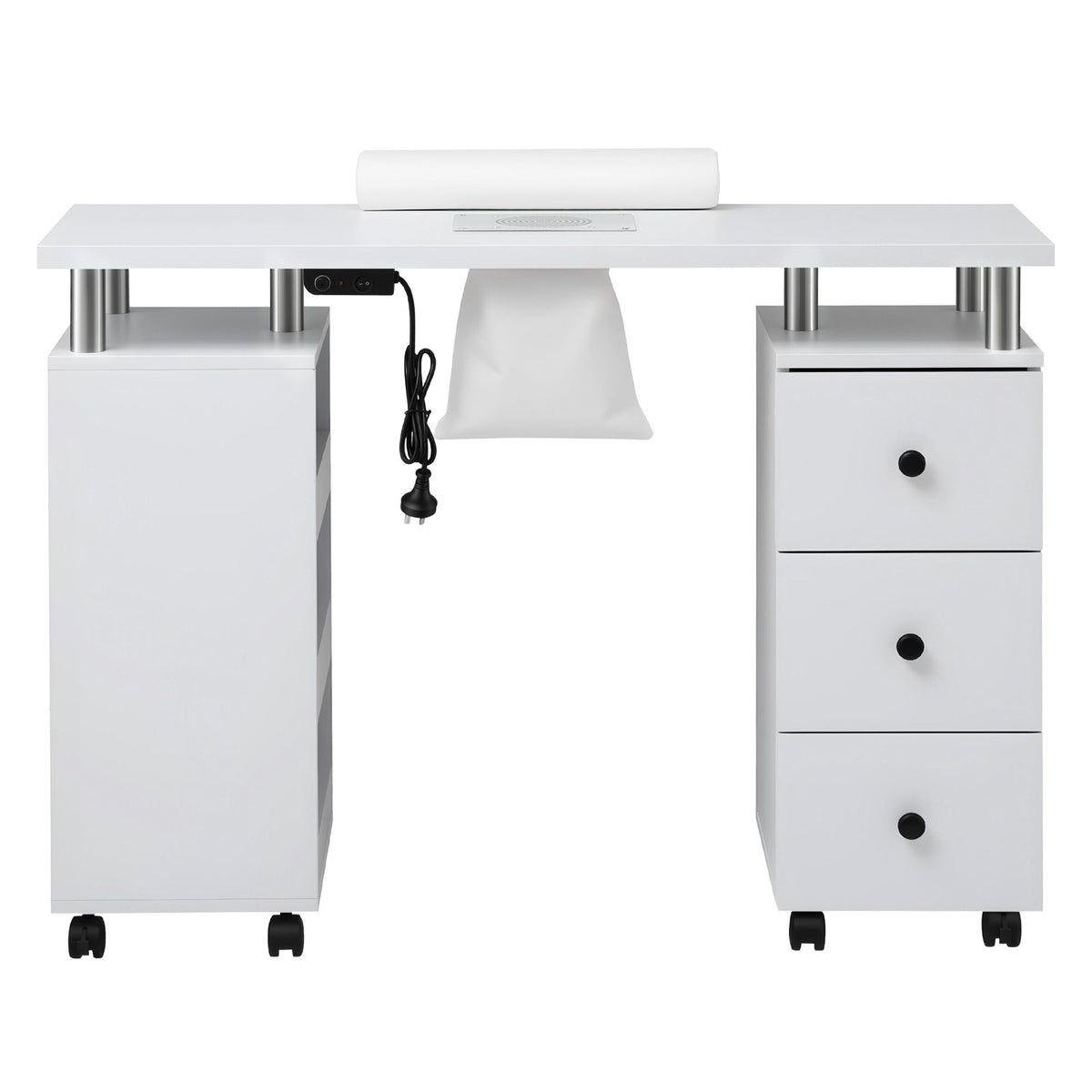 Manicure Table Nail Desk with Built-in Dust Collector Salon Station White