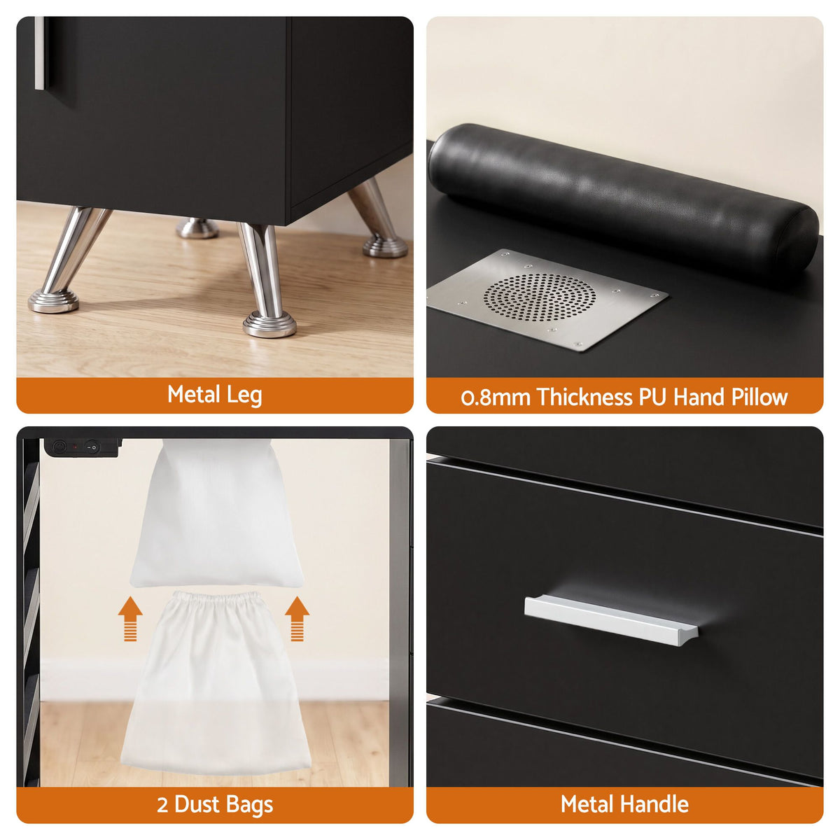 Manicure Table Nail Desk Built-in Dust Collector Salon Station Black 3