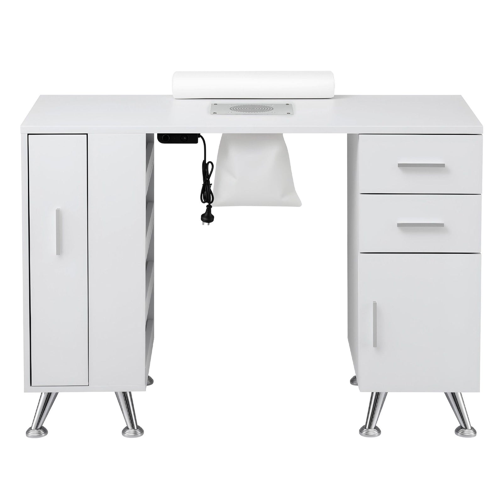 Artiss Manicure Table Nail Desk with Built-in Dust Collector Beauty Salon Station Drawers Shelves Wrist Cushion White