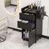Professional Salon Station Rolling Cart, Hair Styling Beauty Cabinet with 2 Drawers, Large Supply Cabinet & 3 Appliance Holders, Wood Barber Spa Trolley with 360° Wheels for Skincare & Vanity, Black
