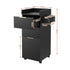 Professional Salon Station Rolling Cart, Hair Styling Beauty Cabinet with 2 Drawers, Large Supply Cabinet & 3 Appliance Holders, Wood Barber Spa Trolley with 360° Wheels for Skincare & Vanity, Black