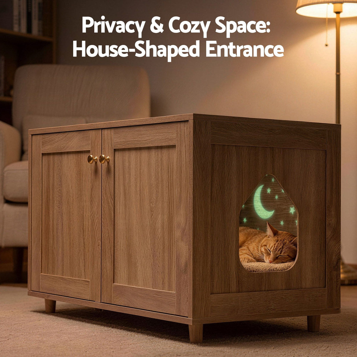 Artiss 2-in-1 Coffee Table Pet House Cat Bed Wooden Side Table 80 x 50 x 55cm