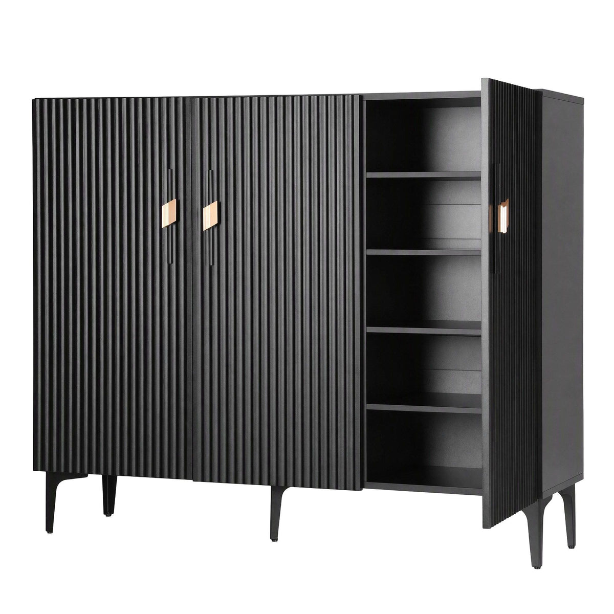 Artiss Fluted Shoe Cabinet 25 Pairs Shoe Storage Cupboard 120cm Black & Gold