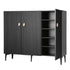 Artiss Fluted Shoe Cabinet 25 Pairs Shoe Storage Cupboard 120cm Black & Gold