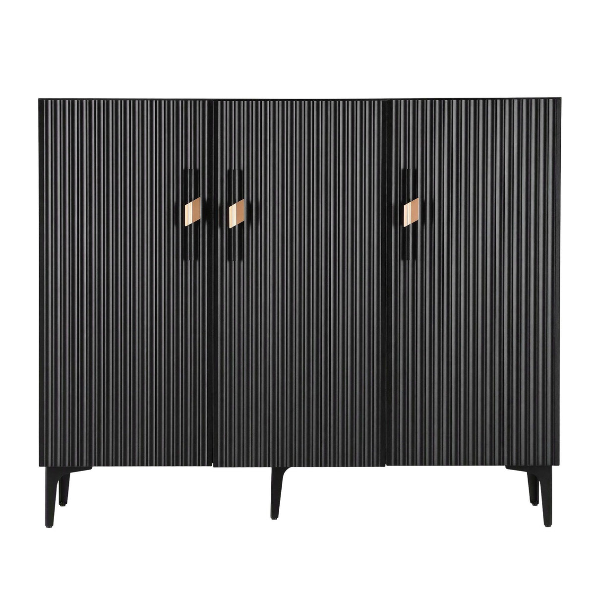 Artiss Fluted Shoe Cabinet 25 Pairs Shoe Storage Cupboard 120cm Black & Gold