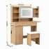 Artiss Dressing Table Vanity Desk Set Stool LED Charging Station Wood