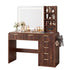 Artiss Dressing Table Vanity Desk LED Lighted Mirror Glass Top 7 Fluted Drawers 120CM Walnut
