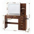 Artiss Dressing Table Vanity Desk LED Lighted Mirror Glass Top 7 Fluted Drawers 120CM Walnut