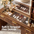 Artiss Dressing Table Vanity Desk LED Lighted Mirror Glass Top 7 Fluted Drawers 120CM Walnut