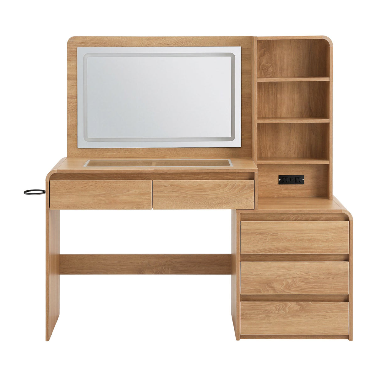 Artiss Dressing Table with LED Mirror, Charging Station & 5 Drawers 140cm Wood