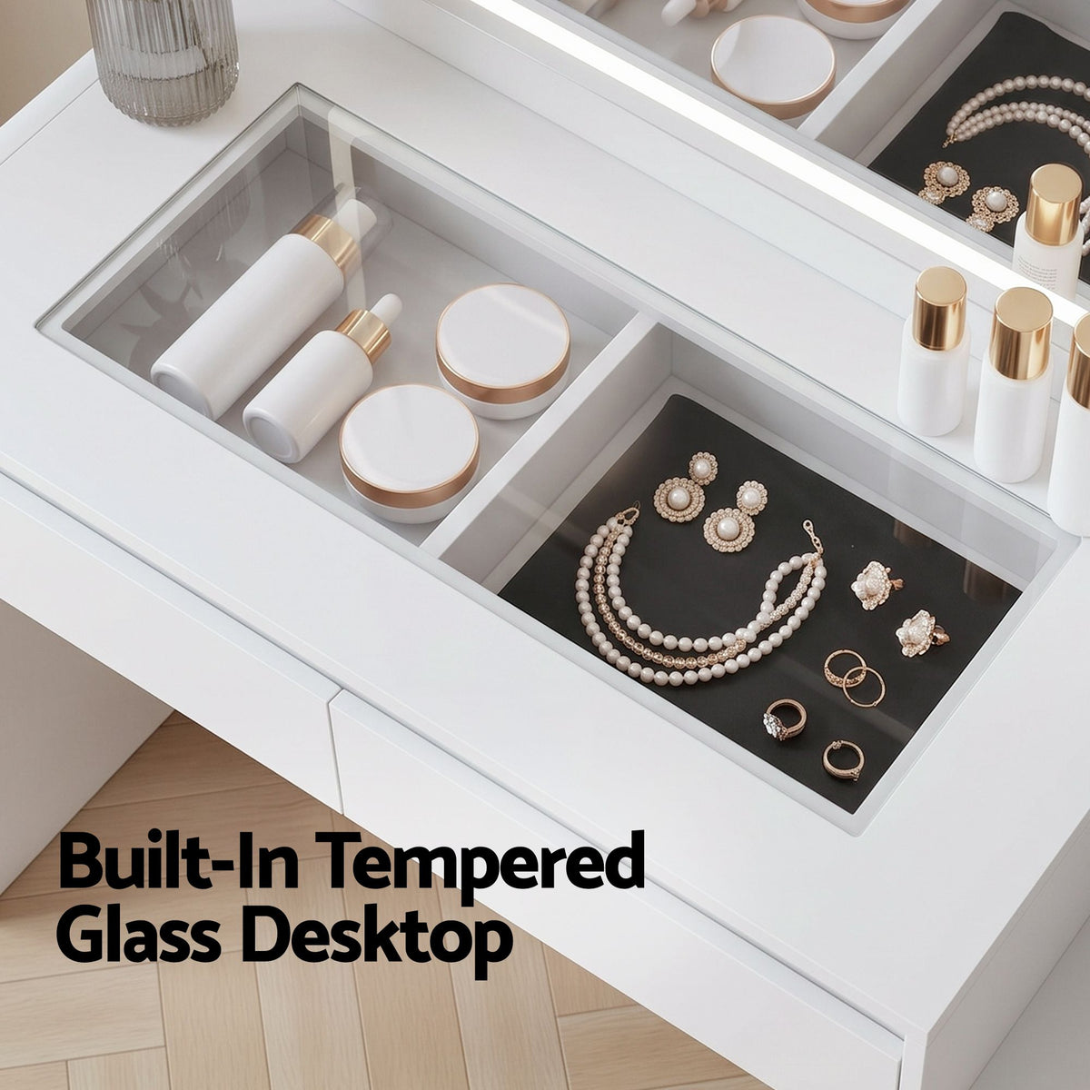 Artiss Dressing Table with LED Mirror, Charging Station & 5 Drawers 140cm White