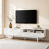 200cm Entertainment Unit – Fluted Design, 2 Cabinets, 2 Drawers, White
