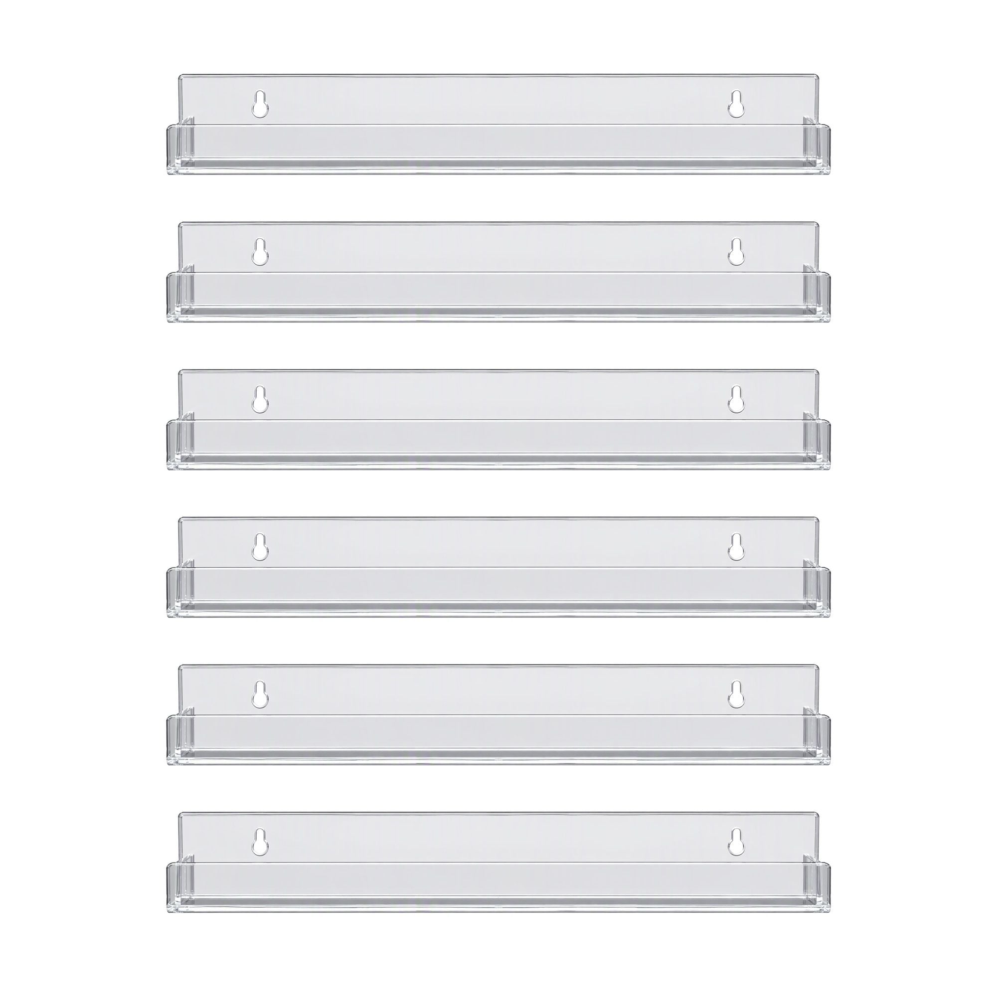 Artiss 6-Pack Acrylic Wall Shelves, Clear Floating Display Shelf with Detachable Panels & Front Lip