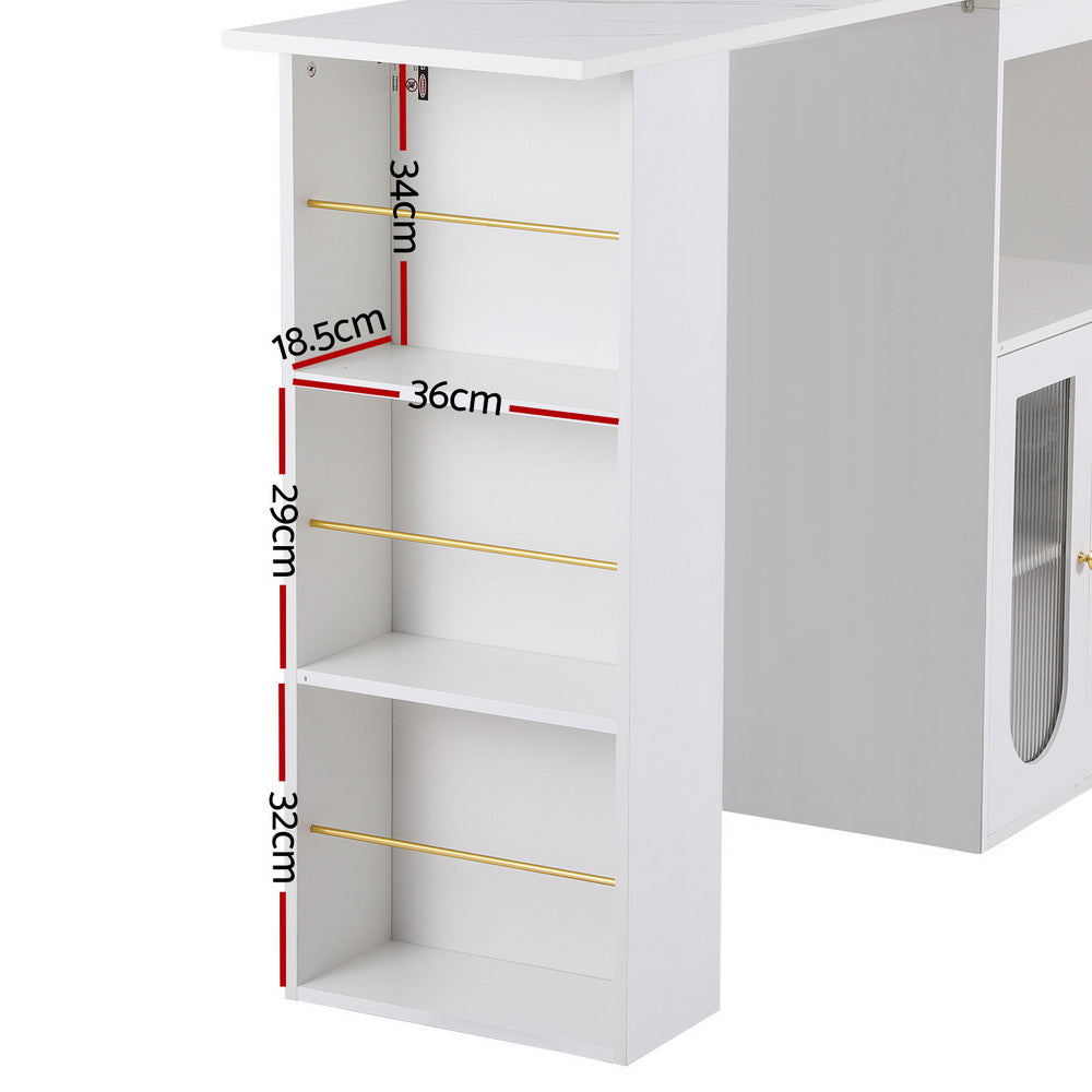 Artiss Bar Table Storage Cabinet Dining Wine Rack Home Office Desk Extendable