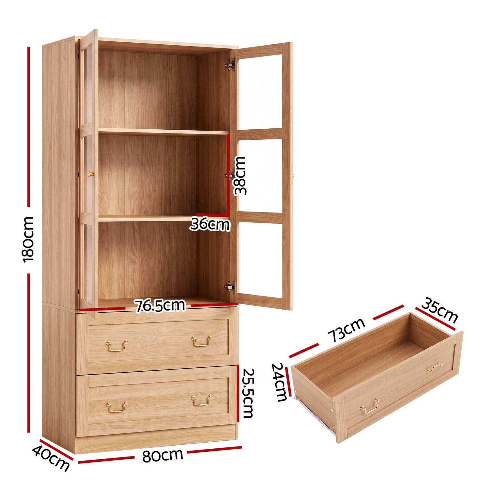 Artiss Buffet Sideboard Cabinet 180cm Hutch Storage Kitchen Drawer Door Wood