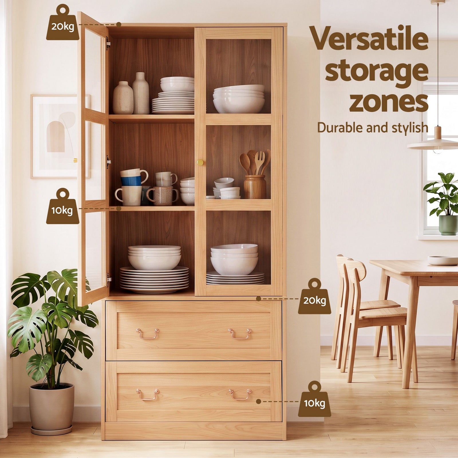 Artiss Buffet Sideboard Cabinet 180cm Hutch Storage Kitchen Drawer Door Wood