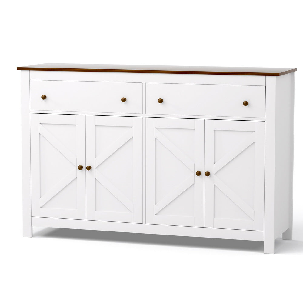 Buffet Sideboard Storage Cabinet Kitchen Cupboard 2 Drawers 140CM White