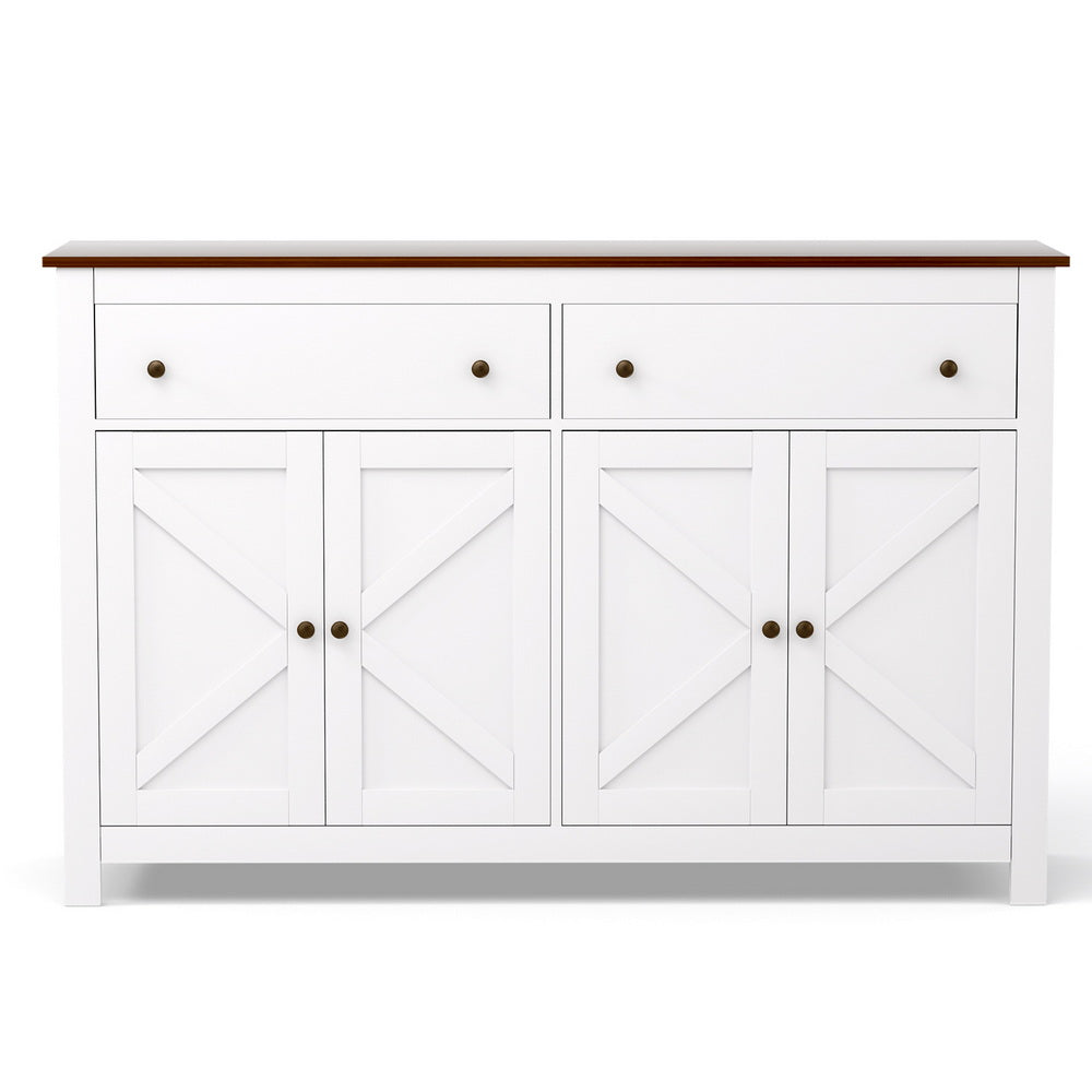 Buffet Sideboard Storage Cabinet Kitchen Cupboard 2 Drawers 140CM White