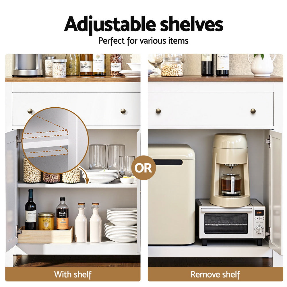 Buffet Sideboard Storage Cabinet Kitchen Cupboard 2 Drawers 140CM White