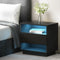 Artiss LED Bedside Table Black Nightstand with Drawer & Shelves