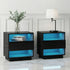 Set of 2 LED Bedside Tables with Drawer, Shelves & 16‑Colour Light Remote Control