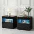 Set of 2 LED Bedside Tables with Drawer, Shelf & 16‑Colour Light Remote Control