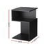 Bedside Table 2 Shelves S-Shaped Charging Station Black