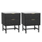 2x Bedside Table 2 Drawers - Black