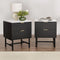 Artiss 2x Bedside Tables Black 2 Drawer MDF Nightstand Bedroom Storage