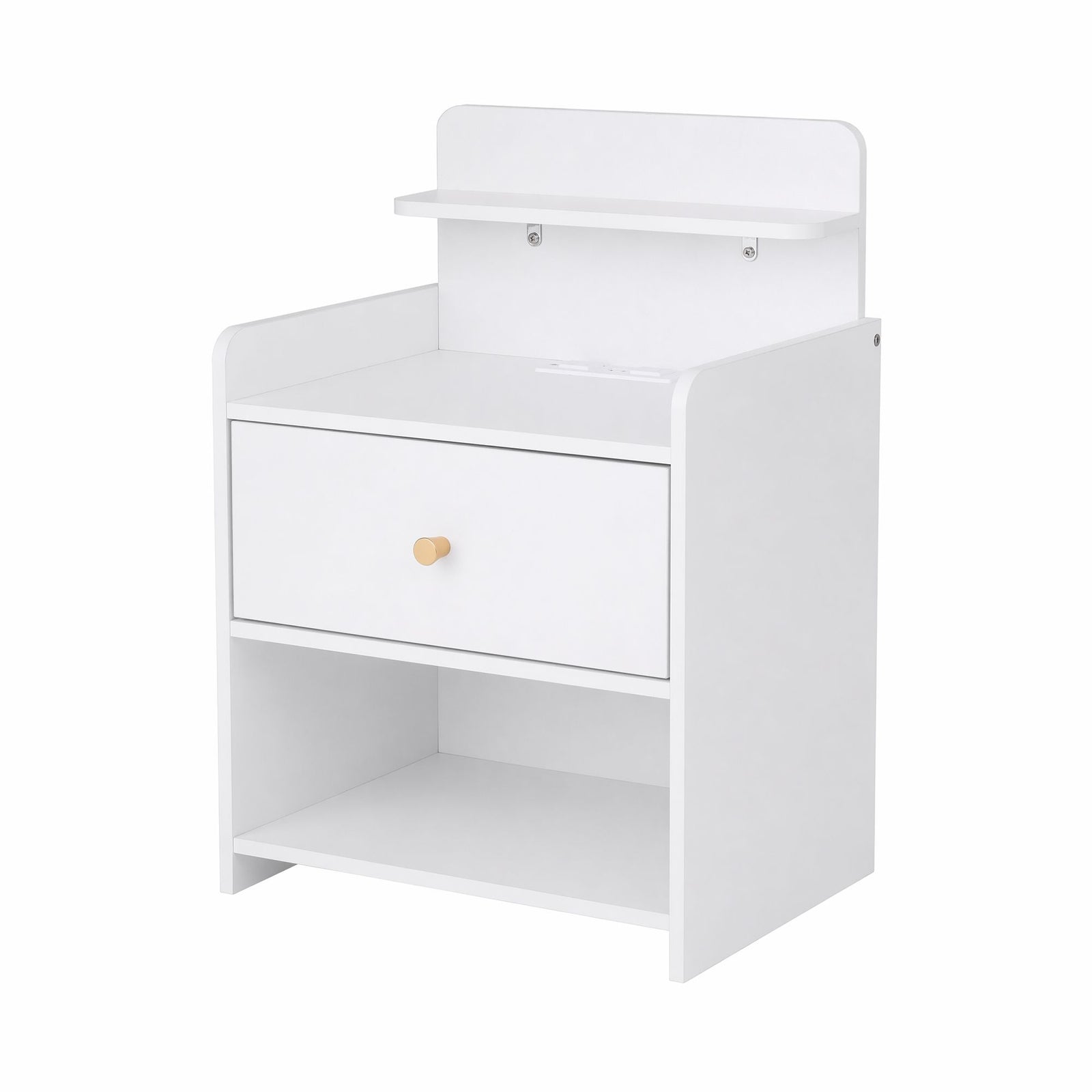 Bedside Table Drawer Charging Station White
