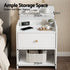 Bedside Table Drawer Charging Station White