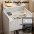 Bedside Table Drawer Charging Station White